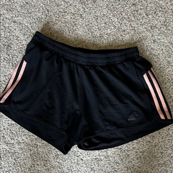 Adidas Women's Climacool Black Shorts with Peach Stripes - Picture 1 of 4